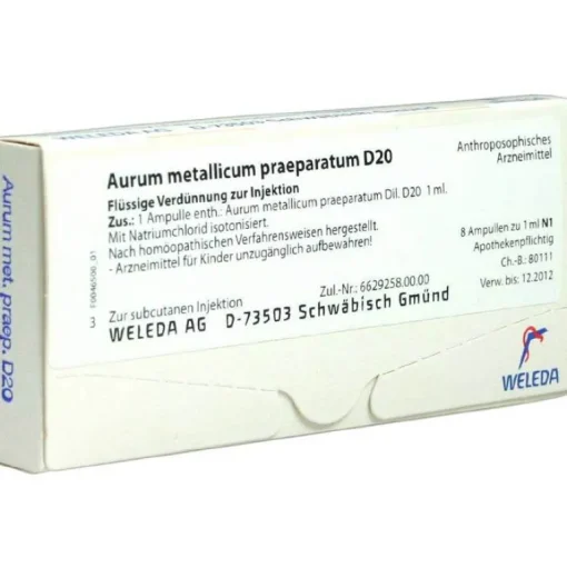 Weleda Herz, Kreislauf & Venen-Aurum metallicum Präparat D 20 Ampullen, 8 St