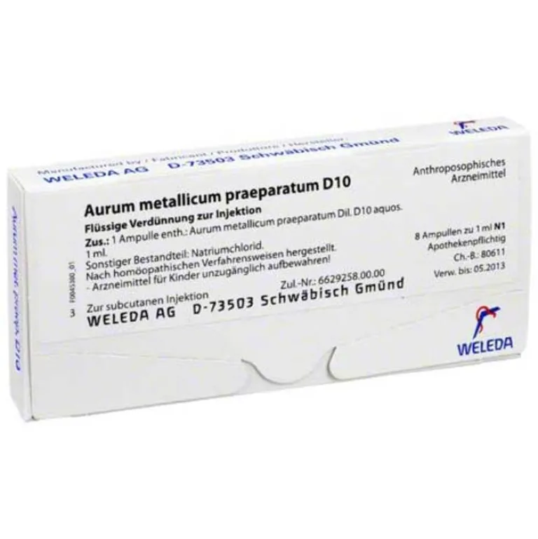 Weleda Herz, Kreislauf & Venen-Aurum metallicum Präparat D 10 Ampullen, 8 St