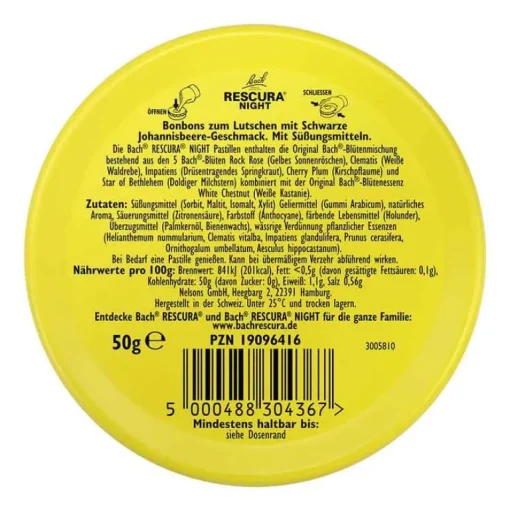 Rescura Bachblütentropfen-Bachblüten Original Night Pastillen schwarze Johannisbeere, 50 g