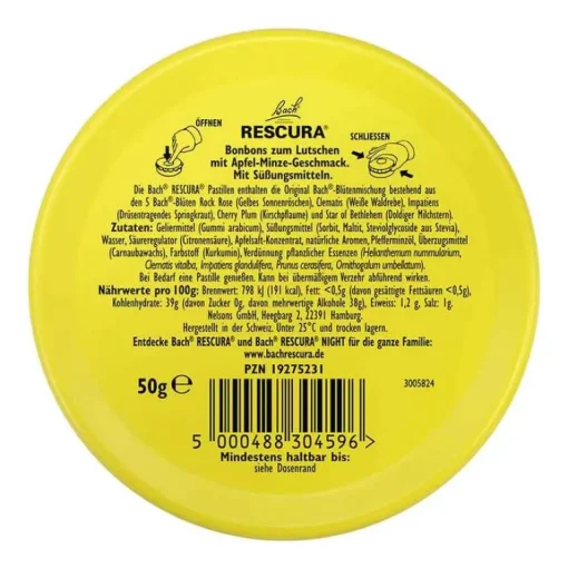 Rescura Bachblütentropfen-Bachblüten Original Pastillen Apfel-Minze, 50 g