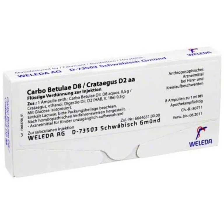 Weleda Herz, Kreislauf & Venen-Carbo Betulae D8 / Crataegus D2 aa Ampullen, 8X1 ml