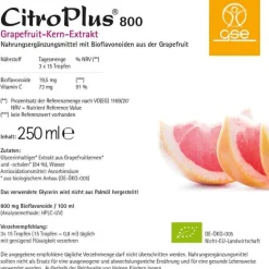 GSE Grapefruitkernextrakt|Sonstige Bio Produkte-Citroplus 800 Bio Grapefruit Kern Extrakt Liquidum, 250 ml