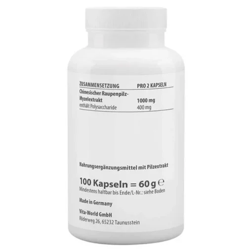 Vitaworld Cordyceps-Cordyceps Extrakt 500 mg CS4 40% Polysacchar.Kapseln, 100 St