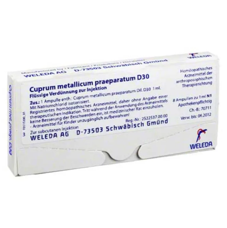 Weleda Herz, Kreislauf & Venen-Cuprum metallicum praeparatum D 30 Ampullen, 8X1 ml