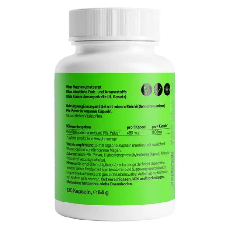 Zein Pharma Reishi|Vitalpilze-Reishi Pulver Kapseln, 120 St
