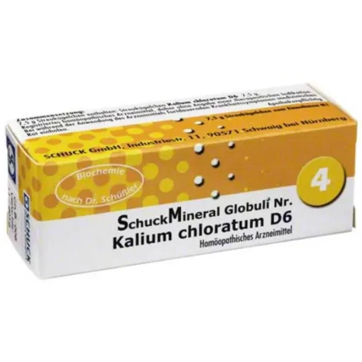 Schuckmineral Salze Als Globuli-Globuli 4 Kalium chloratum D6, 7.5 g